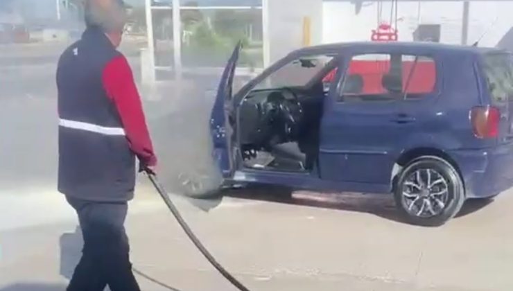 Karapınar’da yakıt alan otomobil alev aldı