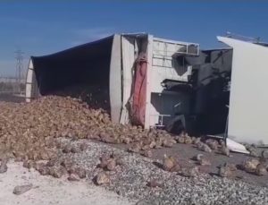 Karapınar´da Devrilen Tır’ın Sürücüsü Yaralandı