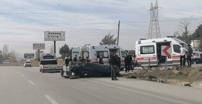 Ereğli’de Takla Atan Otomobilin Sürücüsü Yaralandı